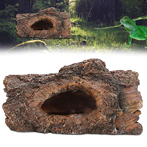 Tnfeeon - Cachette pour reptiles en résine écorce d'arbre pour petits lézards, tortues, reptiles et amphibiens