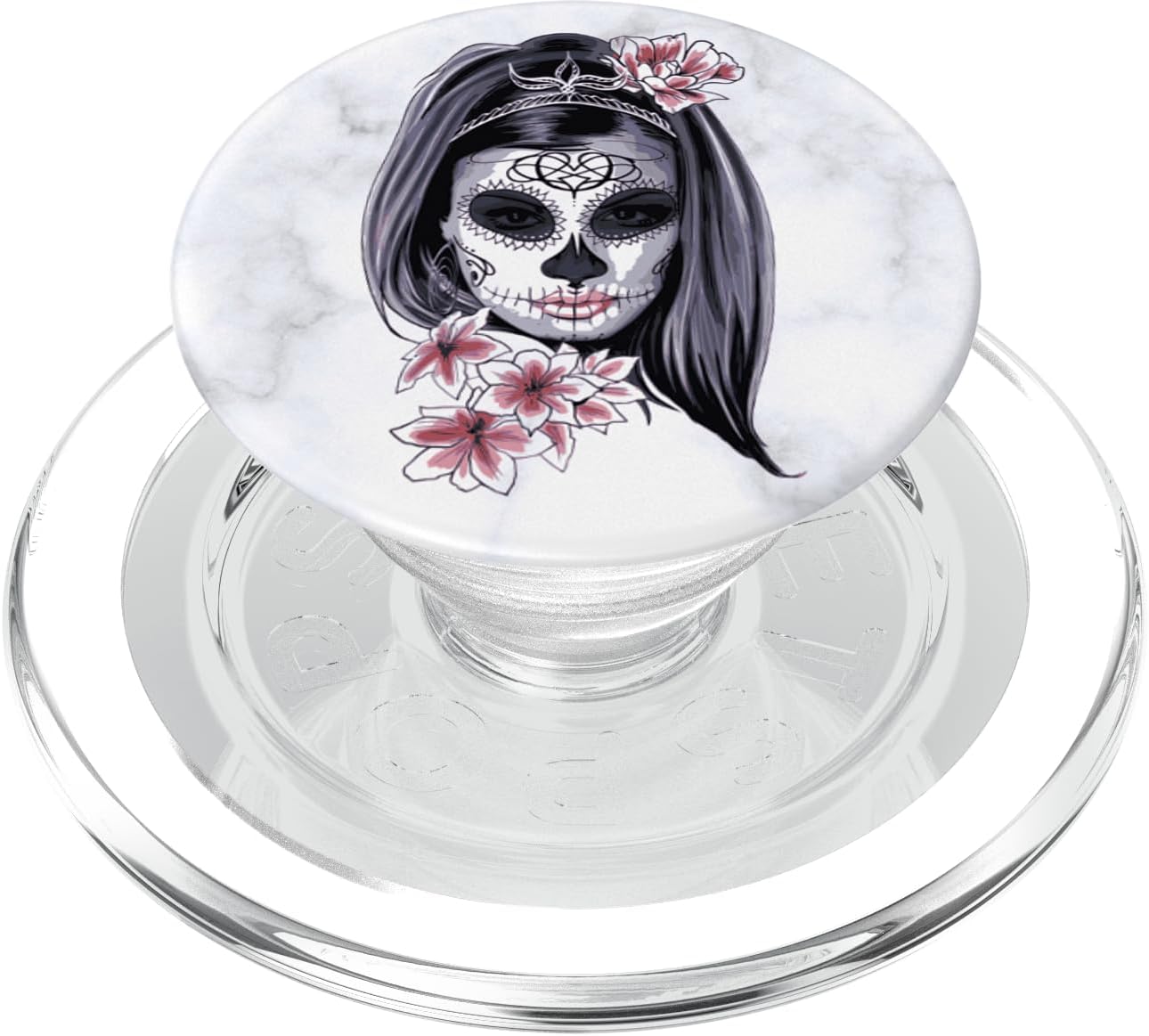 White Sugar Skull Cell Phone Button Holder Pop Out Back Knob PopSockets PopGrip: Swappable Grip for Phones & Tablets PopSockets PopGrip for MagSafe