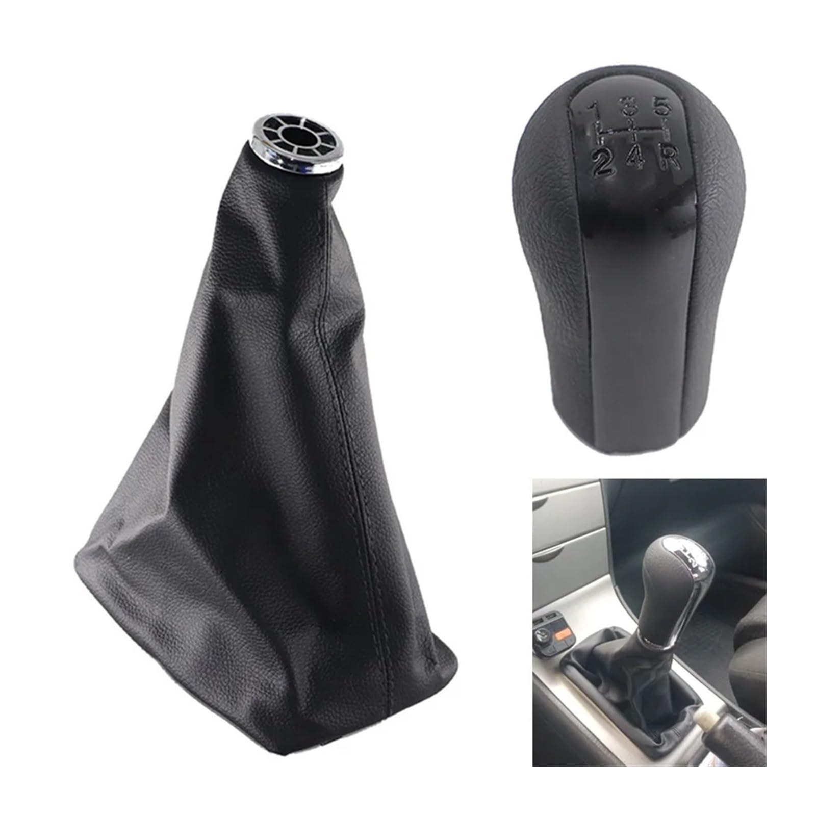 NEGRO Perilla de palanca de cambios palanca de cambios palo apto for Toyota COROLLA Estate E12 2001-2007 Reemplazo de la funda de la palanca de cambios(Set)