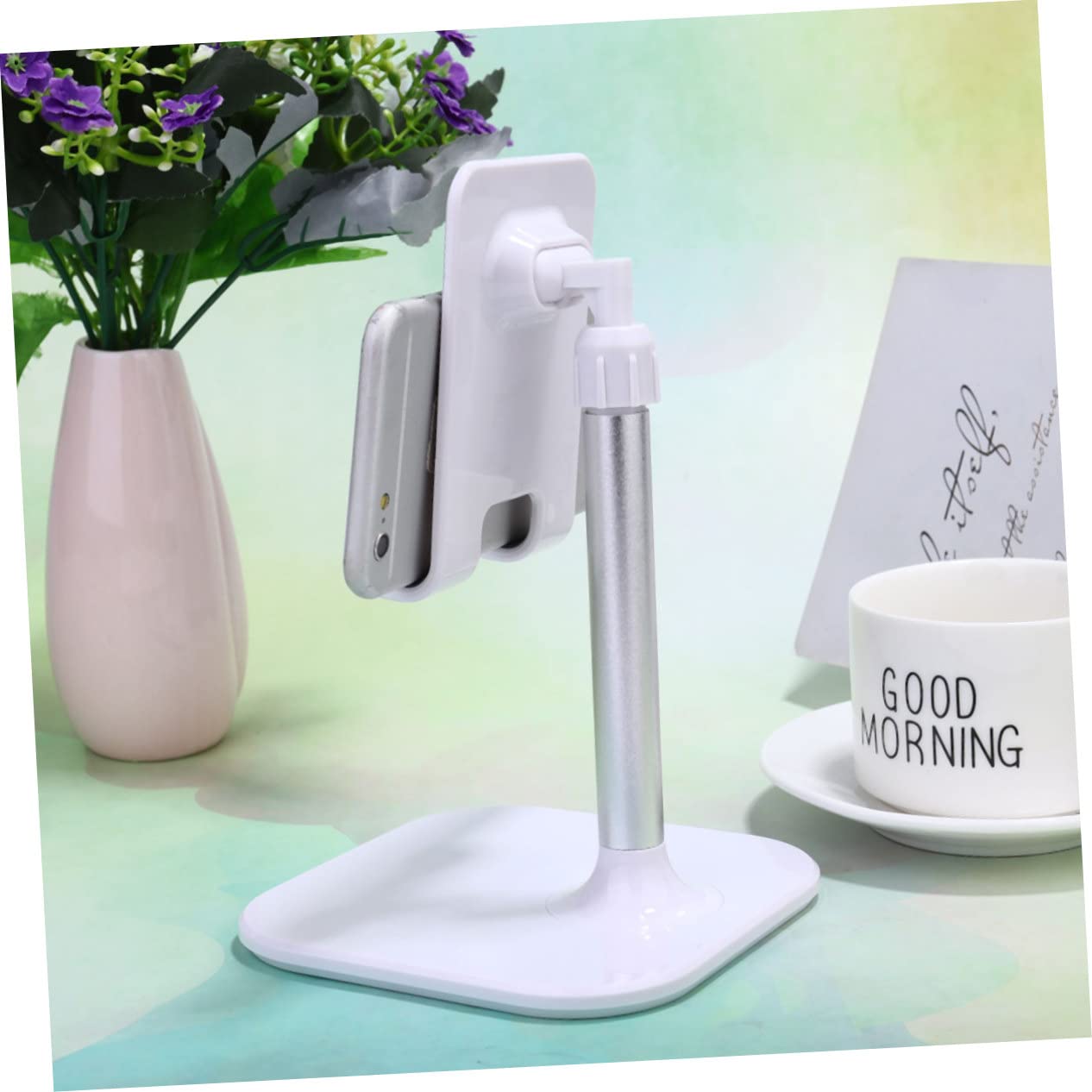 PartyKindom 2pezzi Supporto Per Smartphone e Tablet Da Scrivania Staffa Telescopica Per Videochiamate e Visione Bianco