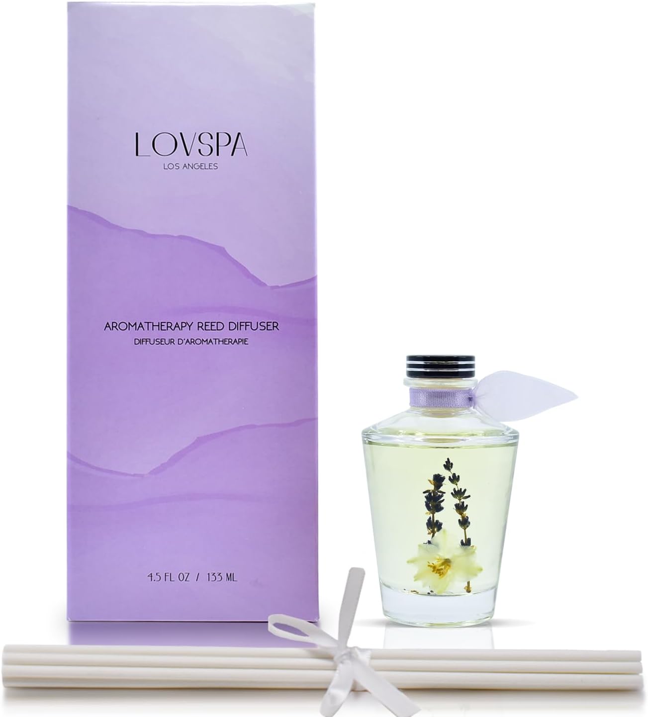 LOVSPA Reed Diffuser Set, Sleep Lavender Vanilla Scented Oil Diffuser with Sticks, Home Fragrance Accessories for Bathroom Shelf Decor, Aroma Diffusers for Home or Office Desk, USA Made - Image 2