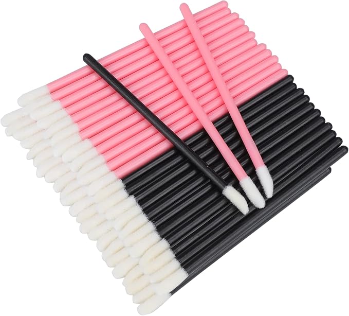 200 Pcs Lip Applicators Disposable Lip Brush, Black and Pink Lip Scrub Brush, Disposable Lip