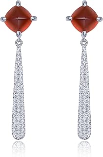 Kamień naturalny srebrny kolczyk profesjonalny elegancki styl (Gem Color : Garnet Style-1)