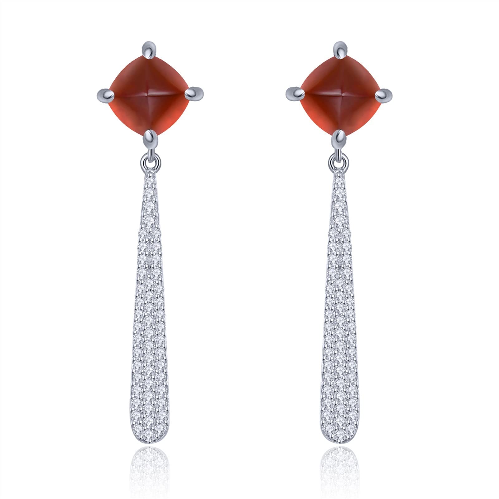 Gioielleria di Moda Gioielleria di Moda da Donna Granato Argento Sterling 925 Donna Elegante Brillante Orecchini Pendenti intarsiati squisiti Orecchini di Fascia Alta
