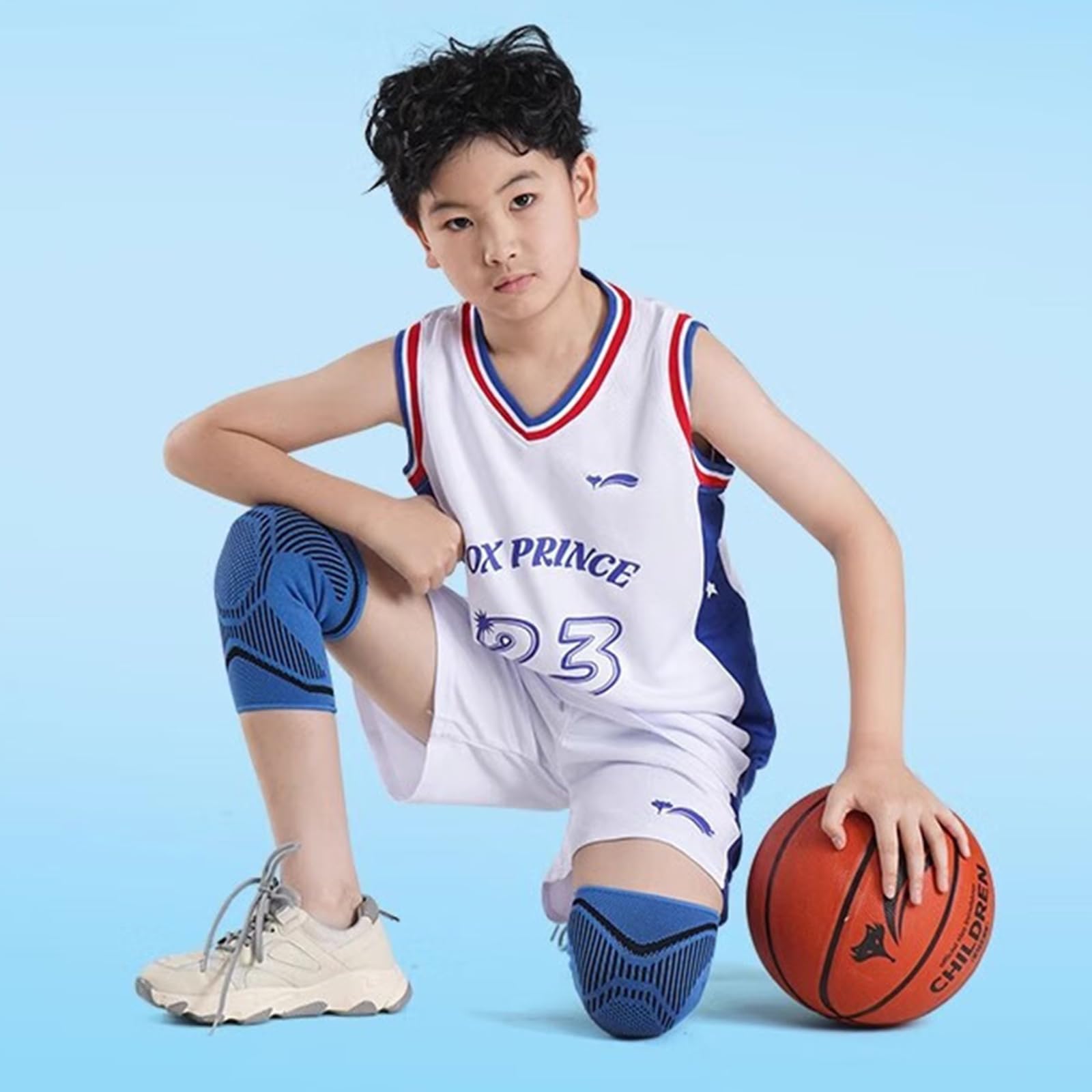 YJZQ Genouillères pour Garçon Genouillères Tissu Respirant Protège-genou Antichoc pour basket-ball Scooter Vélo Protège Genoux Sport Cyclisme pour Enfant M-5-12 Ans