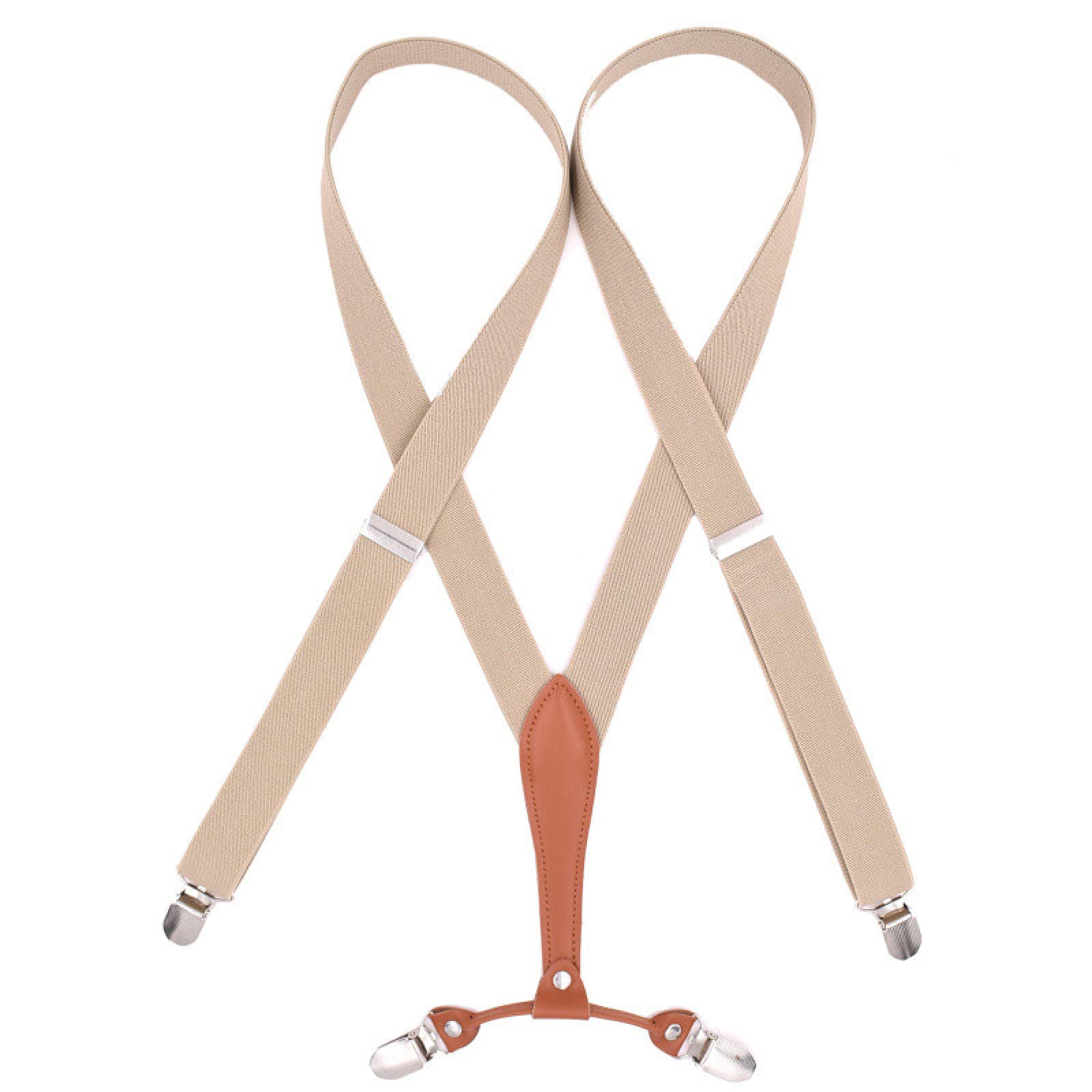 Klipsy do spodni, męskie szelki szelki 4 klipsy w stylu Y regulowany elastyczny pasek unisex 2,5 * 105 cm (khaki)