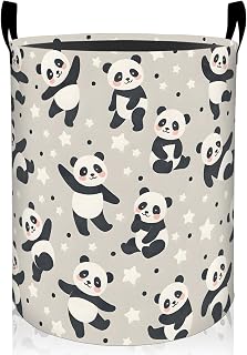 Funny Panda Laundry Basket Foldable Waterproof, 19.7" x 15.7" | Cute Animal Dirty Clothes Hamper, Cute Black and White Bear Oxford Cloth Storage Bin, Gifts for Bedroom Bathroom Home Decor