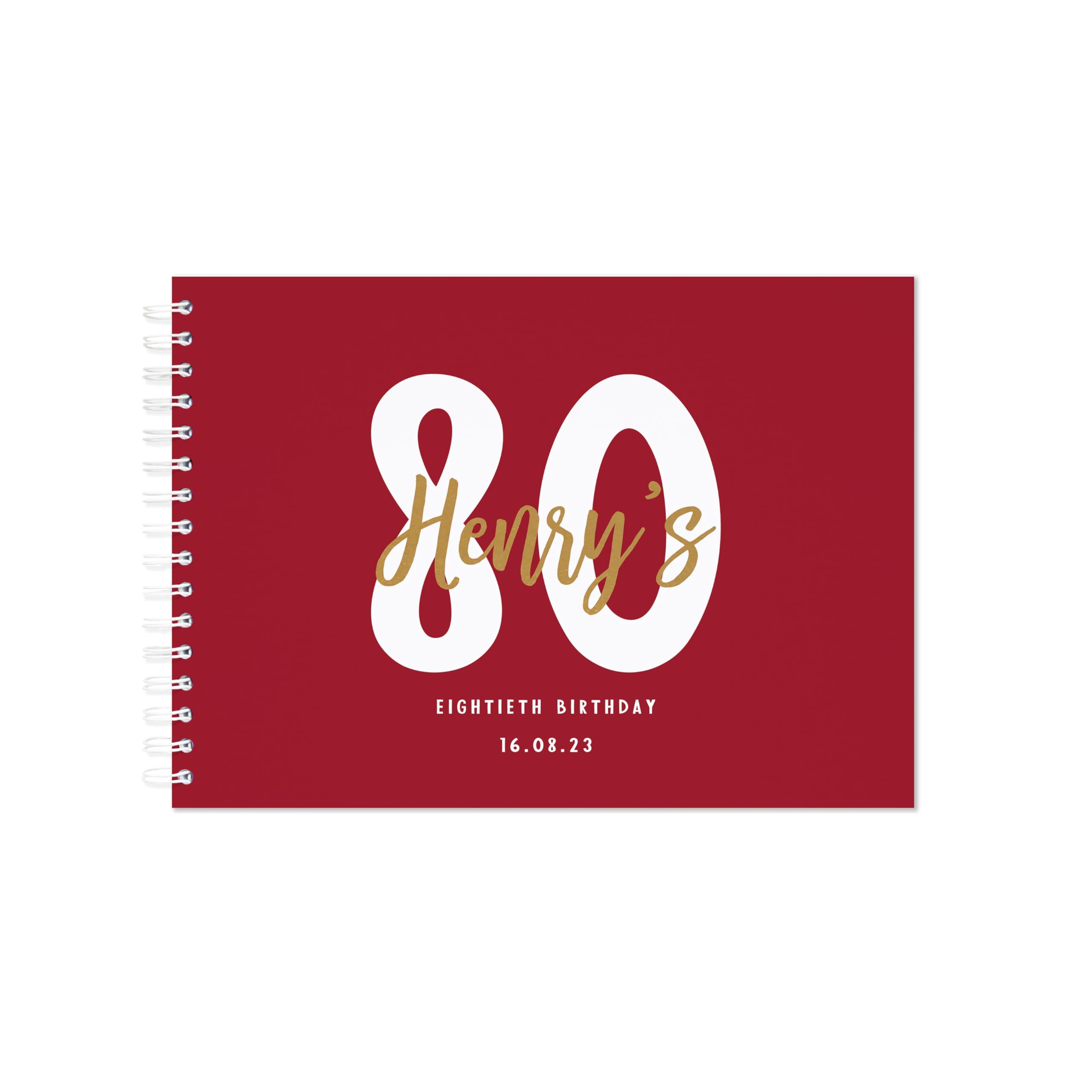 Personalised birthday guestbook | signing birthday guest book scrapbook notebook memories | 30th 40th 50th 60th 70th 80th 90th birthday sign in birthday party decor (A4 Hardback Cranberry) — image 1