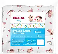 Fralda Pano Luxo Estampada Turma da Monica 5 um 70cmx70cm (Rosa)