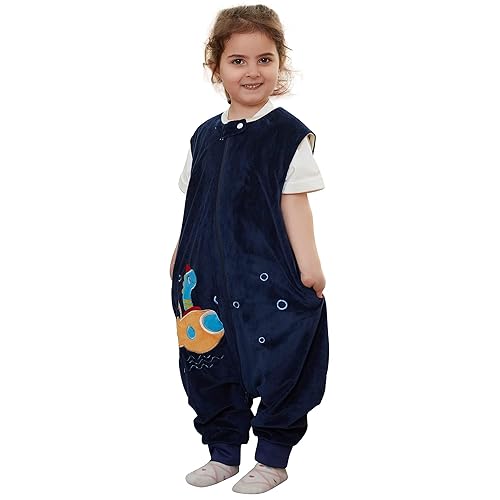 MICHLEY Saco de dormir sin mangas con cremallera para niños, saco de dormir para otoño e invierno, mantas de poliéster para niños y niñas, dragón, S