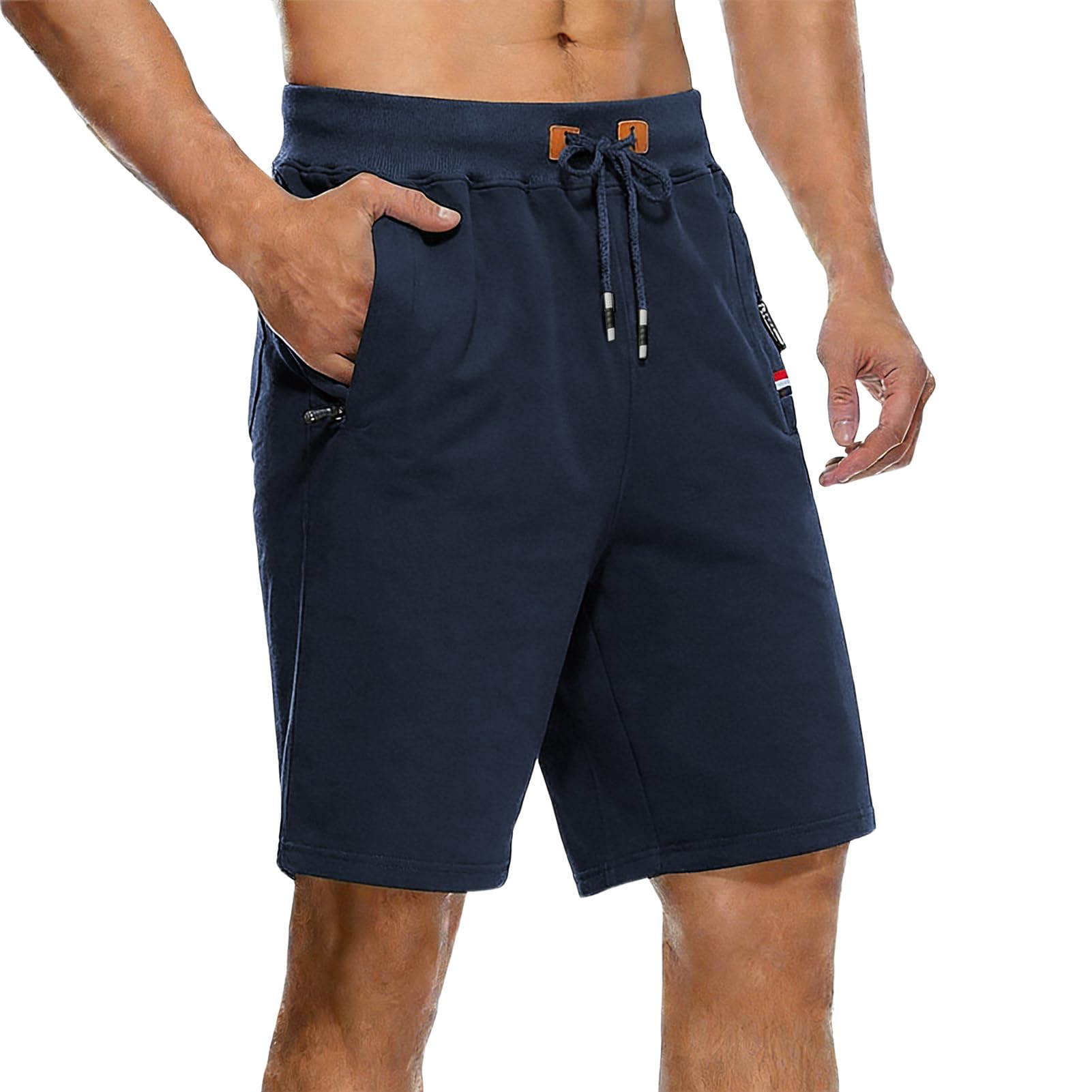 JFAN Short Homme éTé Casual Short Sport Bermudas avec Cordon et Poches à Zippées Pantalon Court