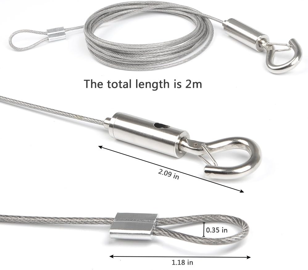 Hanging Rope Wire 2m Picture Hanging Wire 1.5mm with Loop and Hook Heavy Duty Stainless ...