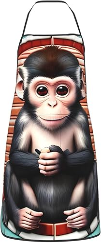Miniatura 2 de AthuAh The Silent Monkey Delantal para hombres y mujeres, delantal con bolsillos, impermeable y a prueba de aceite, adecuado para cocina, barbacoa,