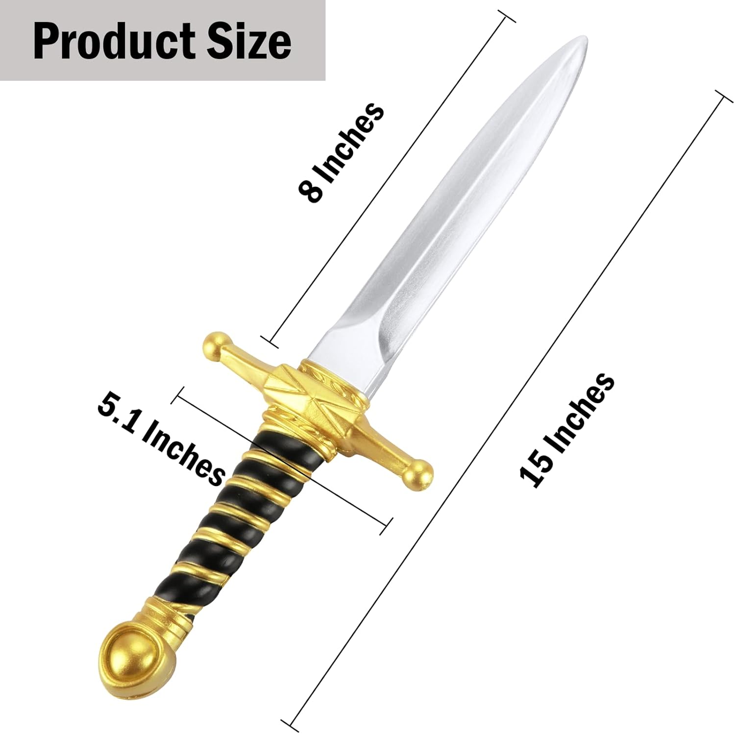 15" Fake Foam Swords Martial Arts Weapons, Realistic Dagger Knife Toy, Foam Short Sword Prop for Play Fighting and Assassins Costume Accessory - Image 2