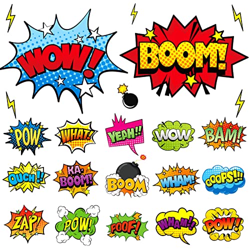 Superhero Cardboard Cutouts Decor 36 Pack Hero Action Sign Cutouts Banner Decorations Garland for...