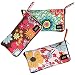BMC 3pc Mixed Design Foldable Wallet Style Reusable Nylon Shopping Tote Bags - Set 1: Floral Fun
