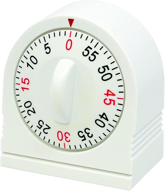 Marathon Classic 60 Minute WindUp Timer (ColorWhite) Kitchen Timer