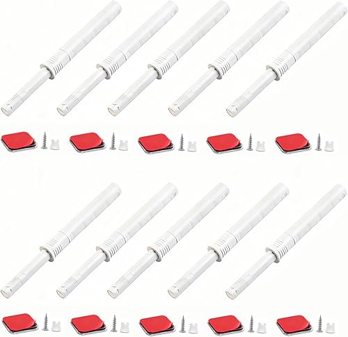 Vista 18 de 10 pestillos magnéticos para puertas de armario para abrir y empujar, gris suave cierre silencioso, amortiguador de plástico para puerta de cajón