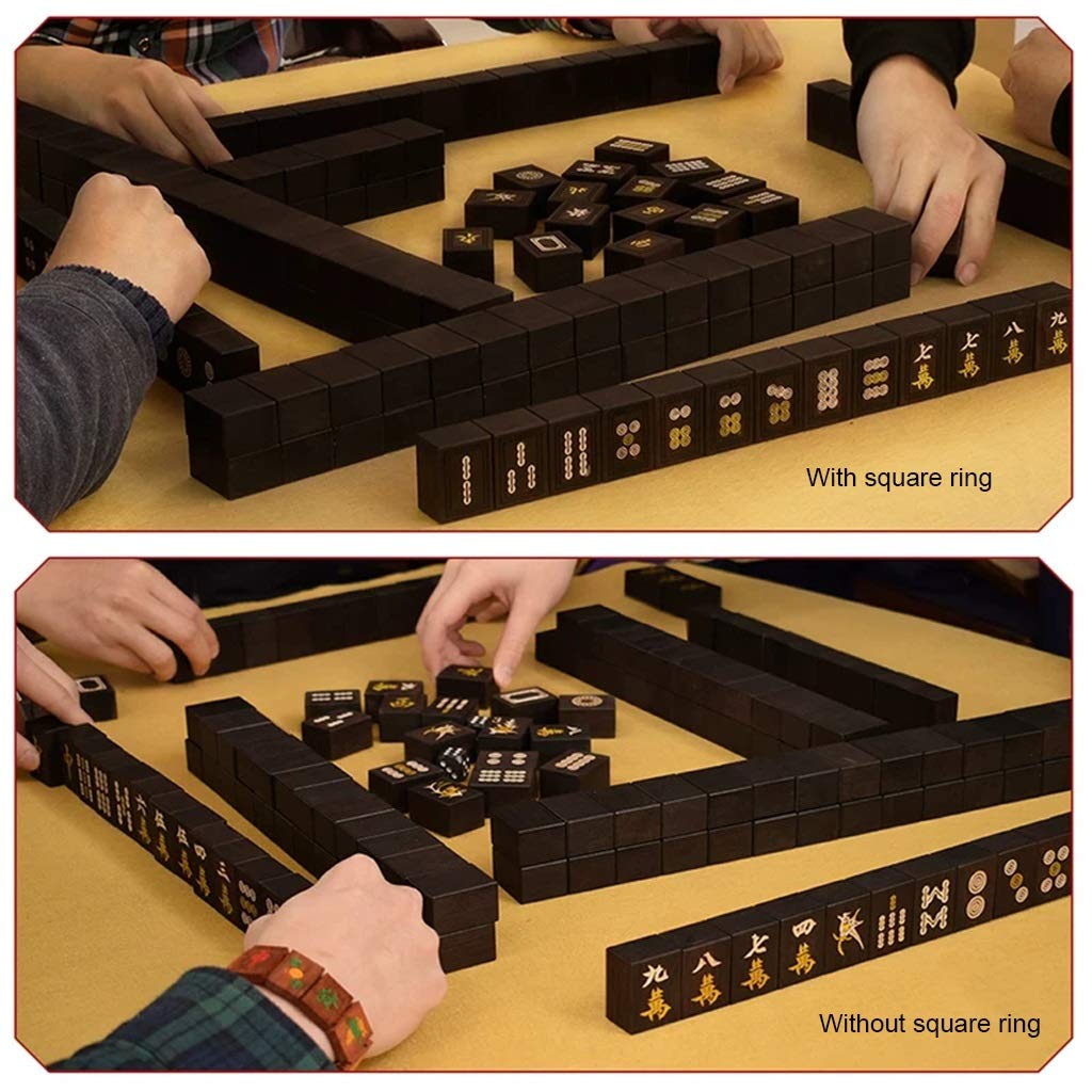 Chinesischer Mahjong, 144 traditionelle chinesische Mahjong-Spiele zum Reiben der Hand, Solid Mah Jong für Party, Unterhaltung, Sammlung, Geschenk 37,5 x 28 x 21,5 mm (Größe: 37,5 * 28 * 21,