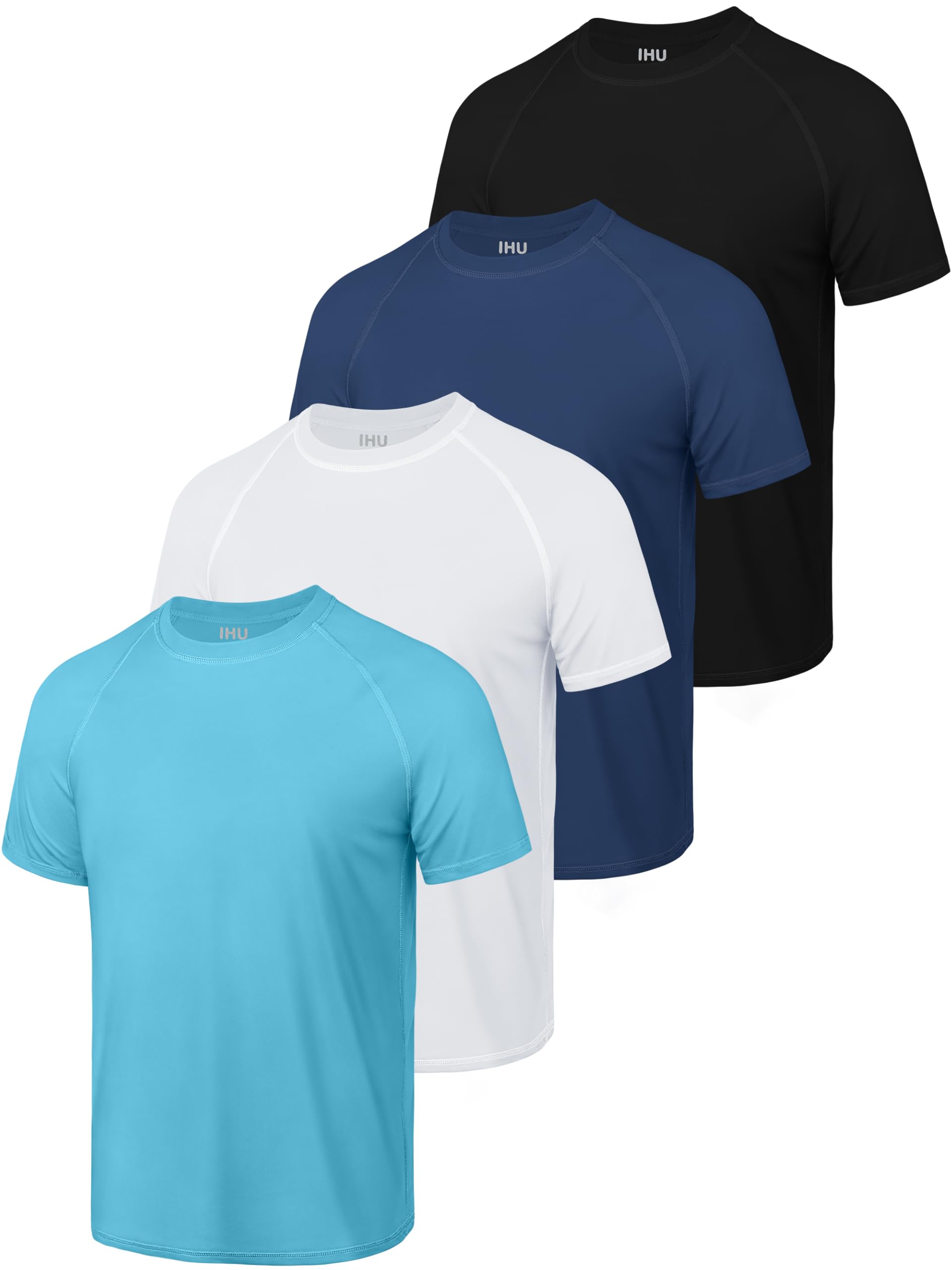 IHU 4 Stück Kinder UV Shirt für Jungen UPF 50+ Kurzarm Schwimmshirt Badeshirt Schnelltrocknend Sonnenschutz Rashguard für Kinder