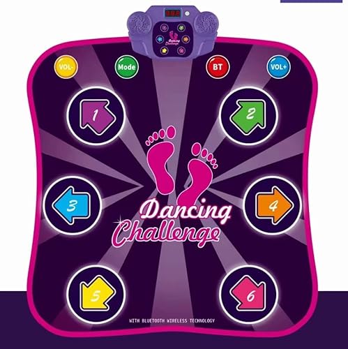 BENGZAN Alfombrilla de baile iluminada con BluetoothAUX inalámbrico o música incorporada juego de baile con 4 modos de juego juguete de regalo para