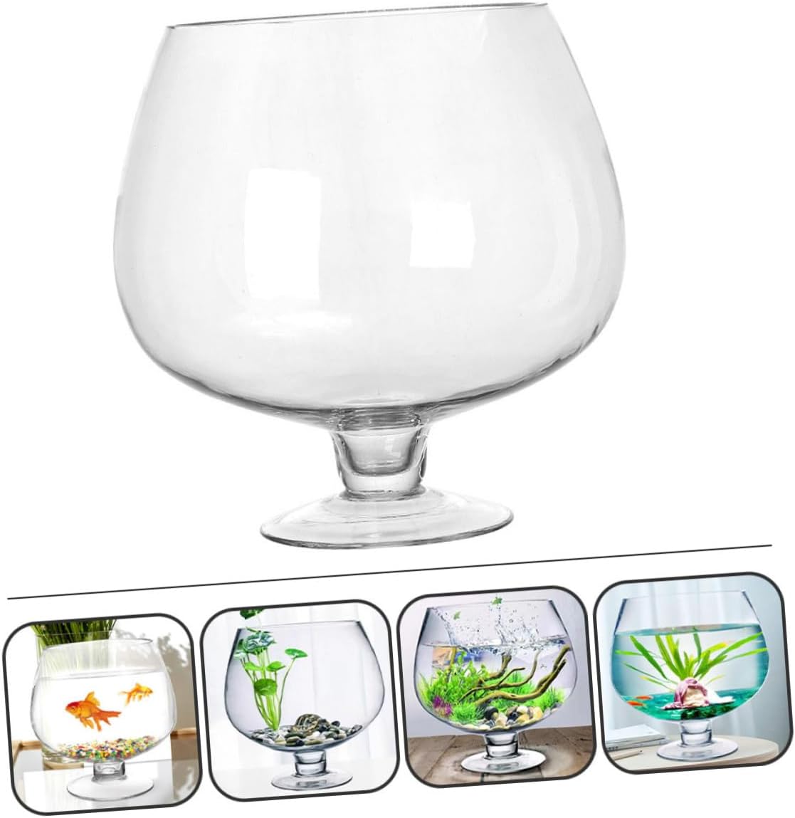 Alipis Small Glass Fish Bowl Aquarium Tank 5000ml Eco Vase Desktop Fish Tank and Aquatic Plants
