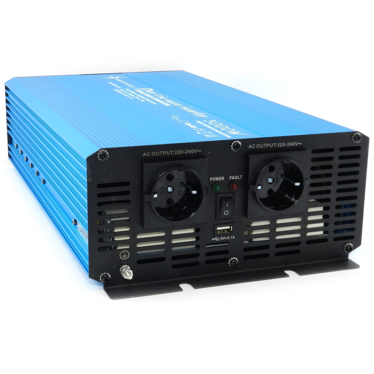 SOLARTRONICS Spannungswandler 12V auf 230V - Wechselrichter TS3000-3000 Watt Reiner Sinus Inverter - Umrichter 12V 220V - mit Schuko-& USB Anschluss - Wohnwagen Wohnmobile (3000-6000 Watt)