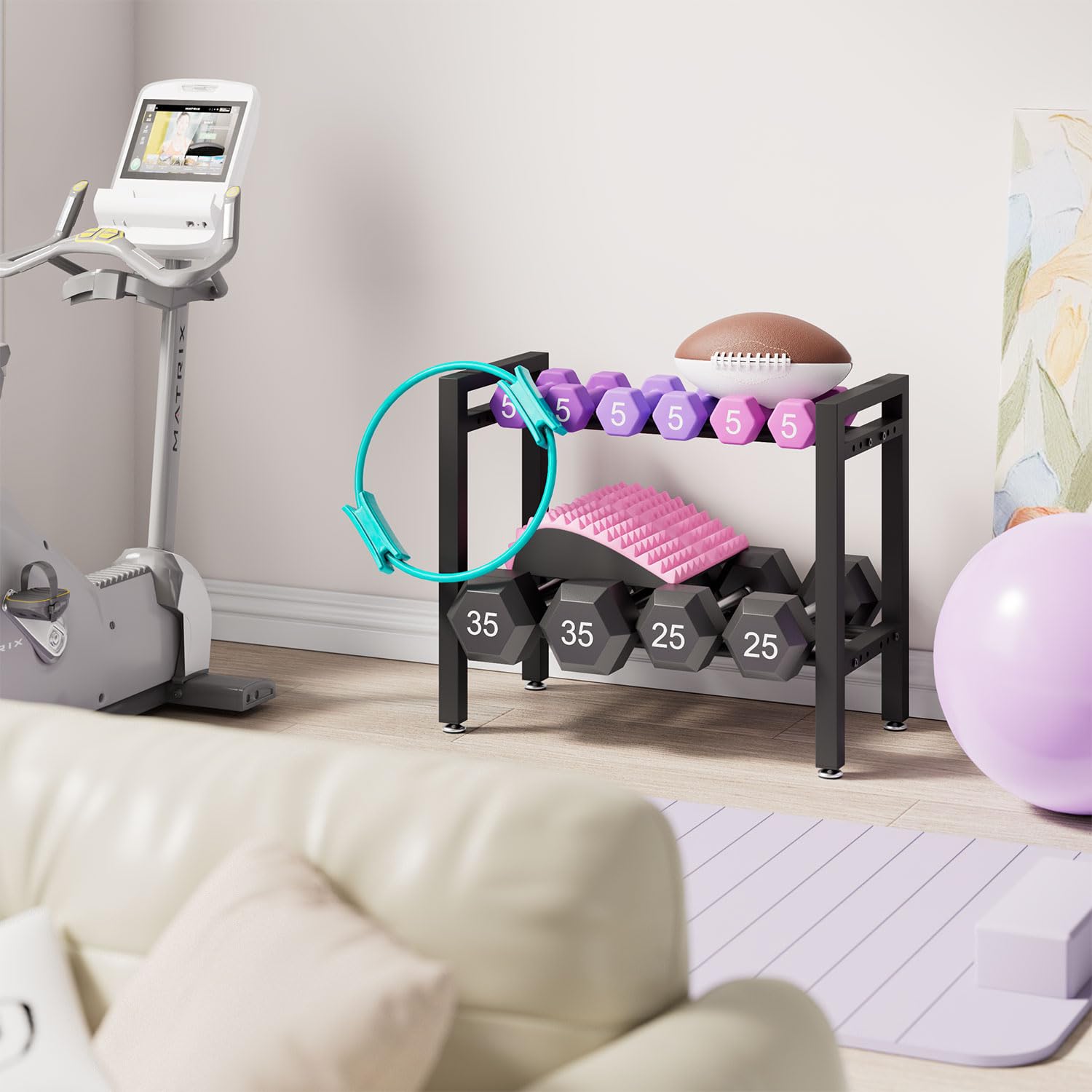 IBUYKE Hantelständer, Verstellbares Hantelgestell für Home Gym, Platzsparender Gewichtsständer 300LB|450LB Tragkraft, für Kettlebells,Hanteln,und Aufbewahrung Kleine Gym Equipment, nur Gestell
