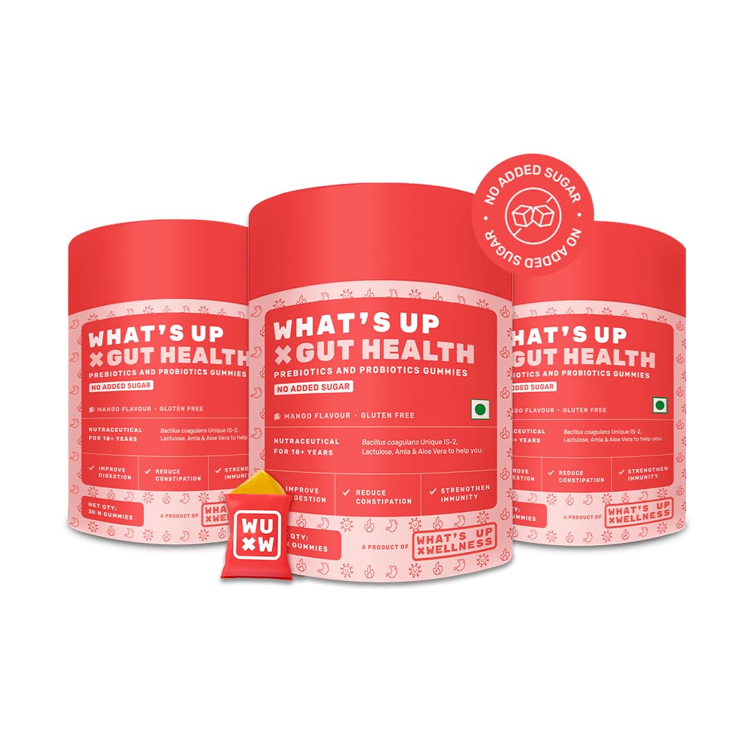 Whats Up Wellness Gut Health Supplements Gummies For Digestion, Constipation Relief & Immunity Prebiotics and Probiotics Supplement Pack Of 3 (B0CWGC9D7W) Amazon Price History, Amazon Price Tracker