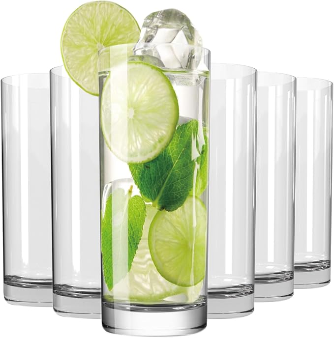 Drinking Glasses Set of 8, 16oz Glass Cups