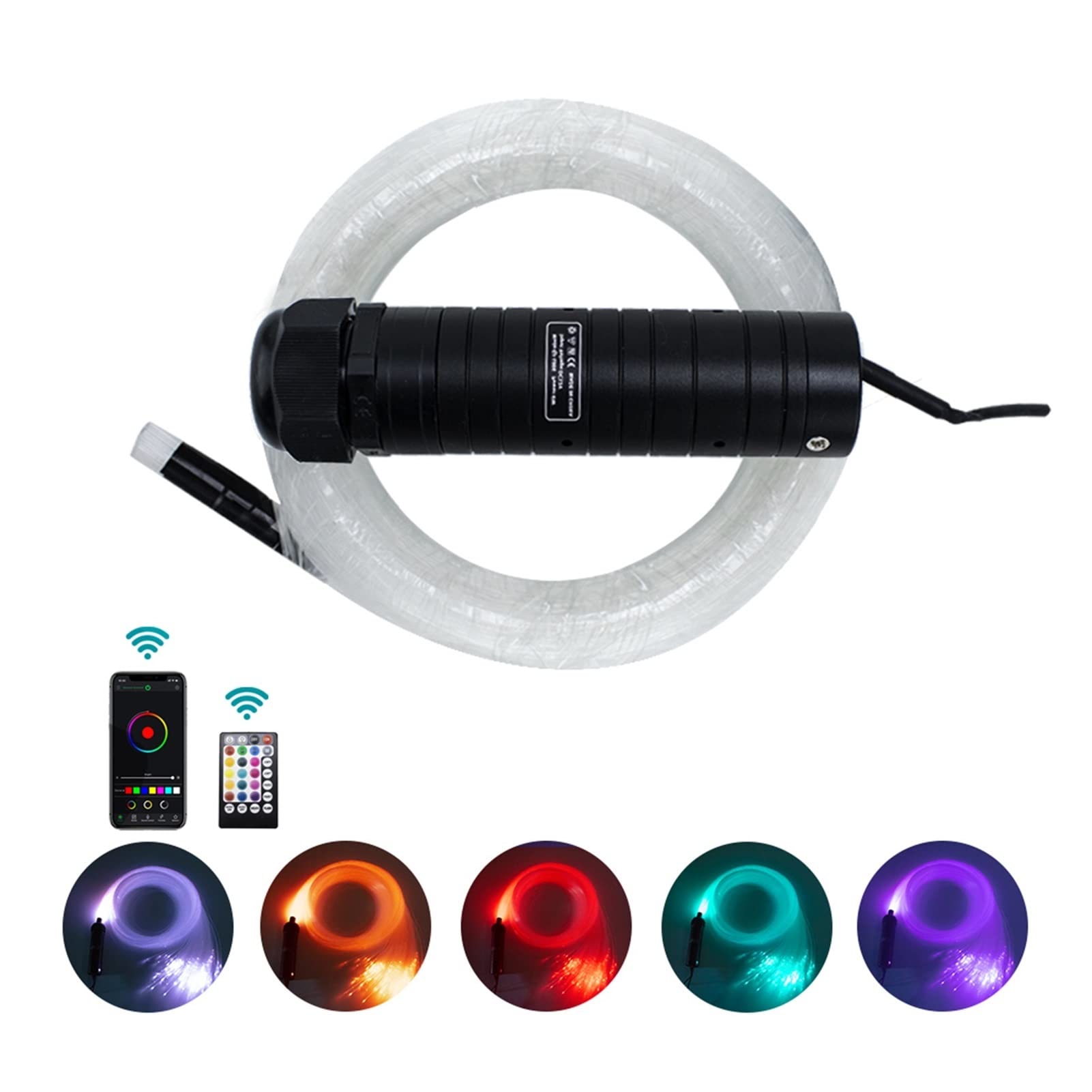 Dc12v 6w rgb Luces de estrella del techo coche DIRIGIÓ Luz fibra óptica 0,75 mm con App Sonido musical Rf Control Alta Eficiencia(300PCS 0.75mm 2M)