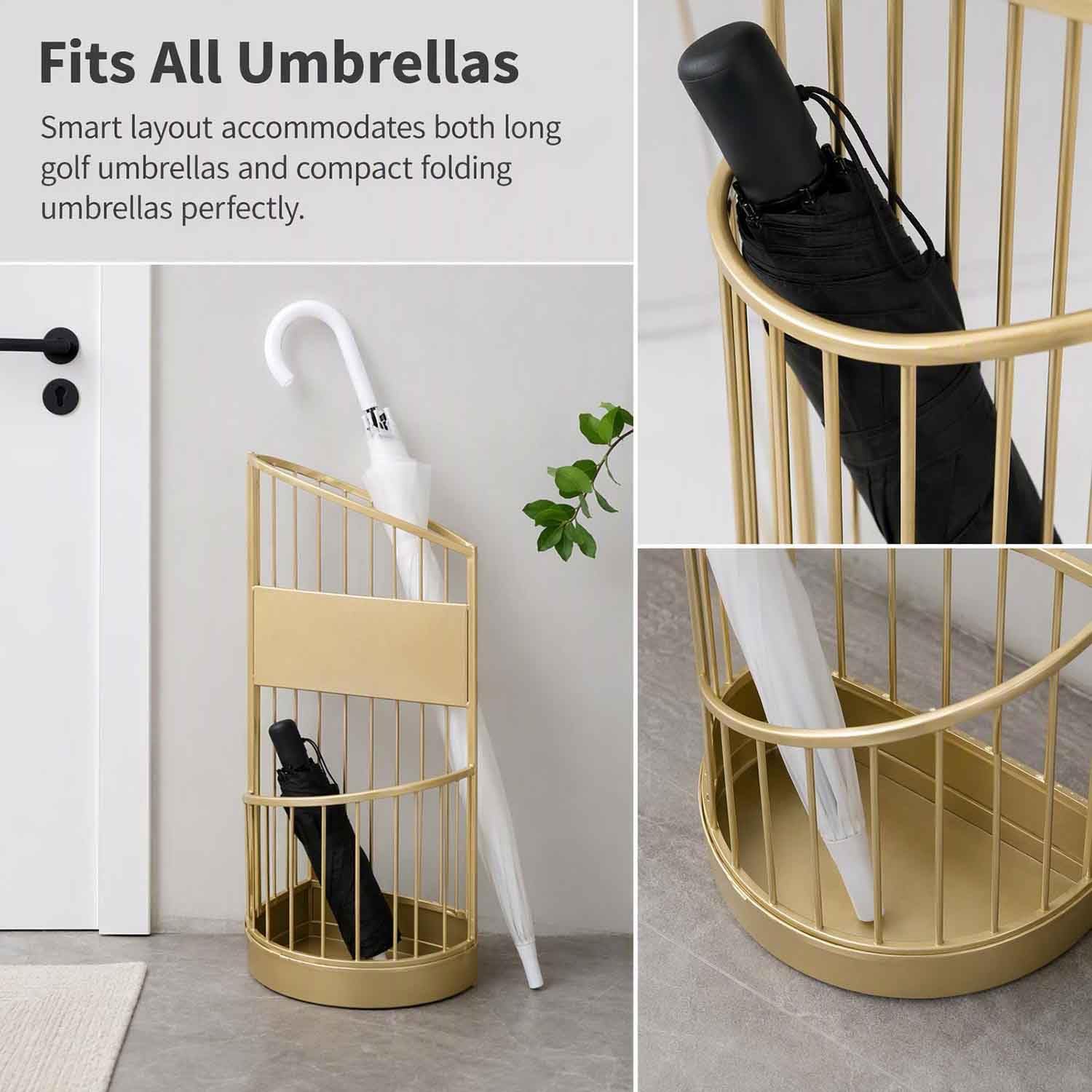 Nordic Wrought Iron Freestanding Umbrella Stand for Entryway