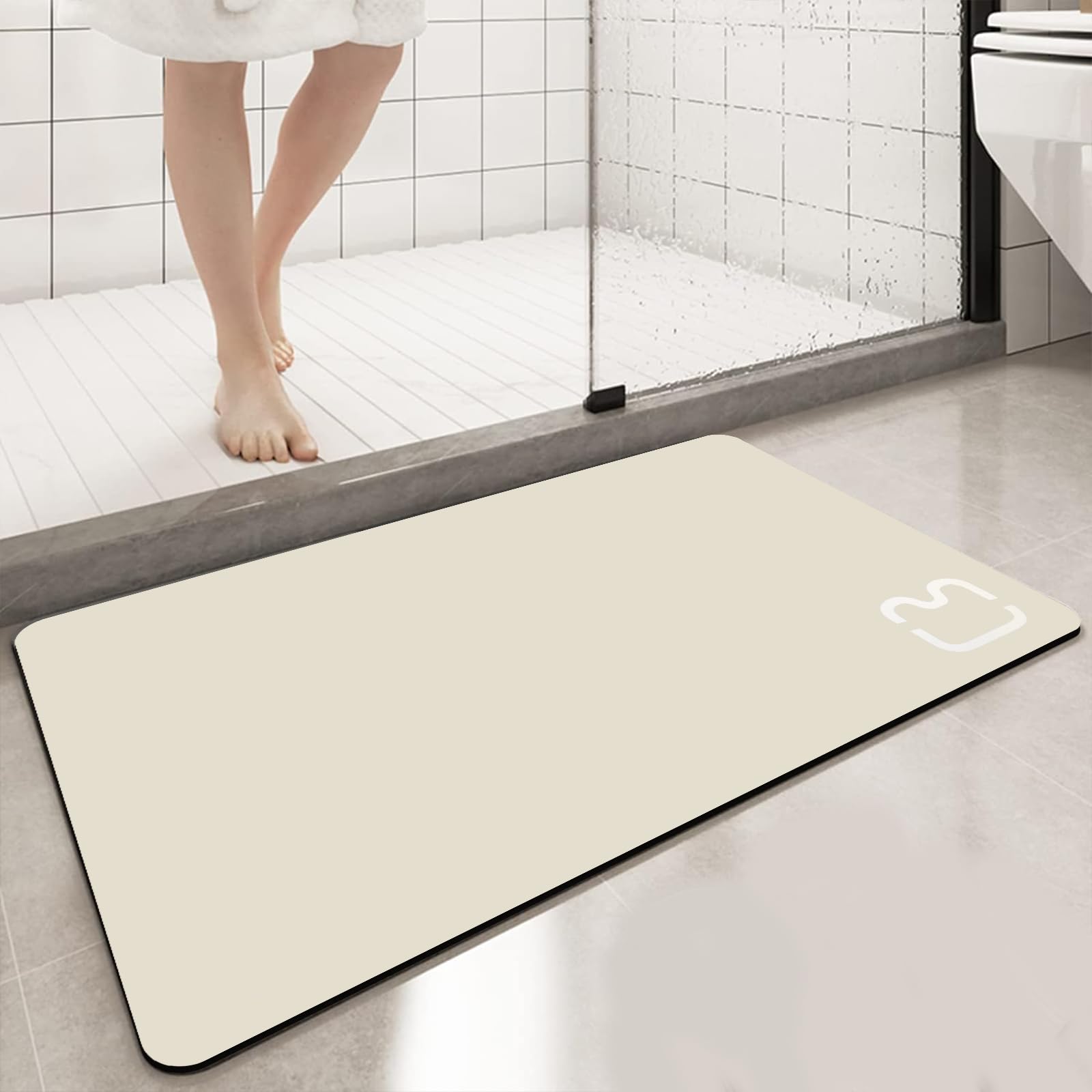 Diatomaceous Earth Bath mat Rubber Non-Slip Shower Mat Quick Dry Super ...
