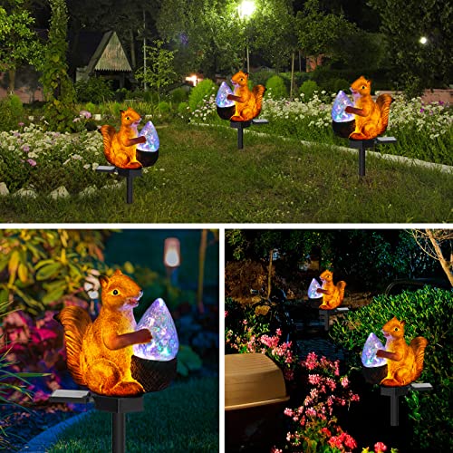 Garden Stake Solar Light Outdoor Decorative Cute Squirrel Solar Powered Figurine Light Waterproof Statue With Solar Led Light For Outside Decor Yard Lawn Garden Ornaments Gifts For Mom Women #TOP5