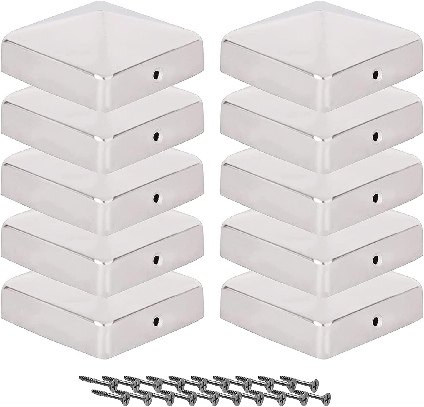 Post caps 9x9 cm 10 Pieces, 90x90 mm, Stainless Steel Fence Post