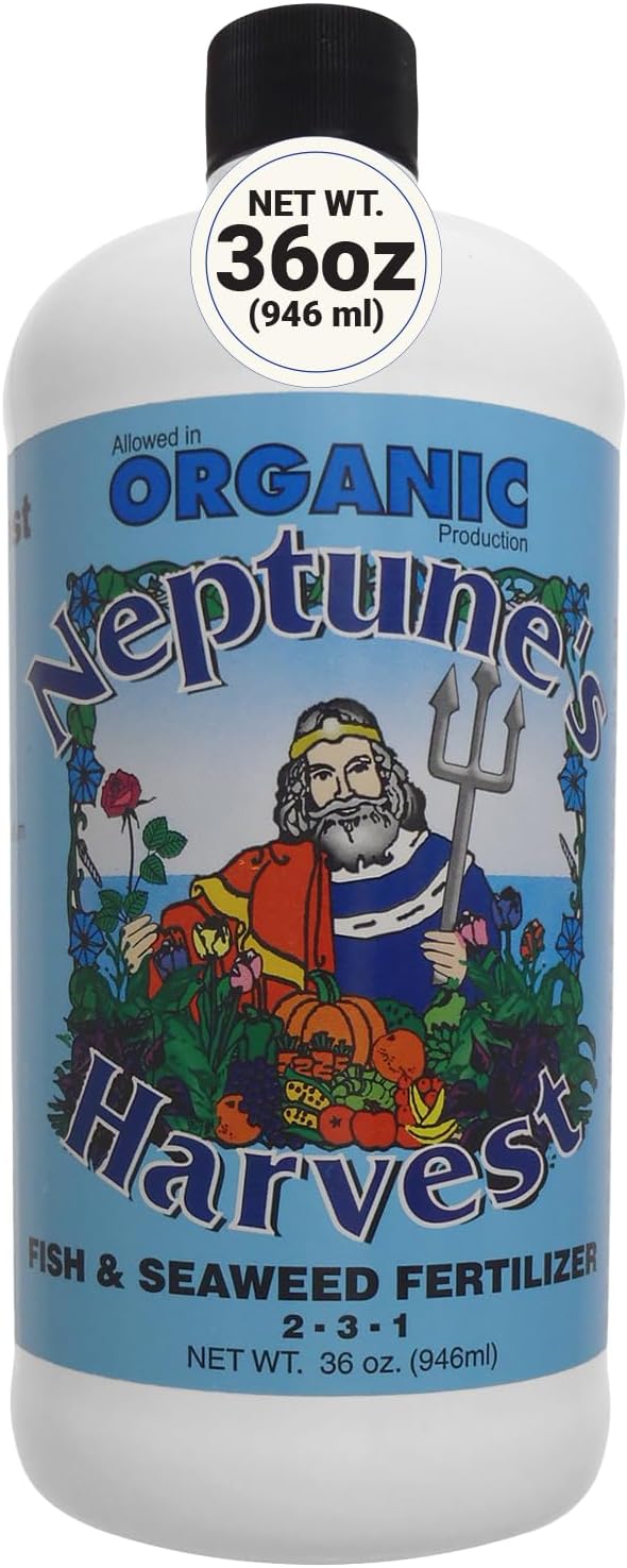 Neptune's Harvest Fish & Seaweed Liquid Fertilizer (2-3-1) - 36oz Bottle - Plant Food for Garden - Indoor & Outdoor Organic Plant Fertilizer for Vegetables, Flowers, Fruit, Trees & Lawns