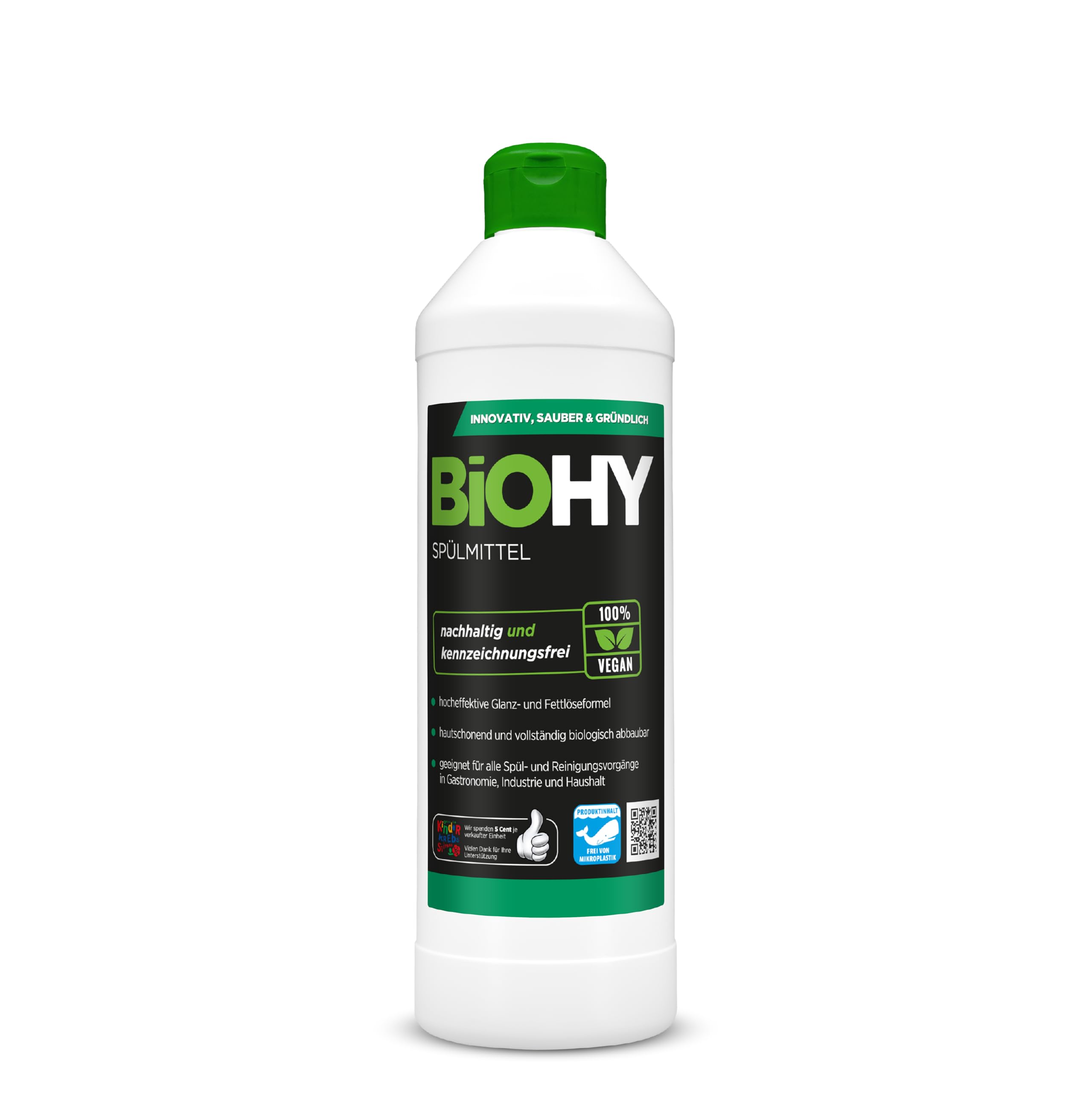 BiOHY Spülmittel (500ml) | Bio Geschirrspülmittel ohne schädliche Chemikalien | Flüssiger Fettlöser für frischen Glanz | ideal für Spülmittelspender | biologisch abbaubar | hautfreundlich & duftend