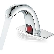 Touchless Bathroom Faucet Automatic Motion Sensor Tap Deck Mount Commercial Smart Faucet with Water Mixer Valve and Control Box Chrome