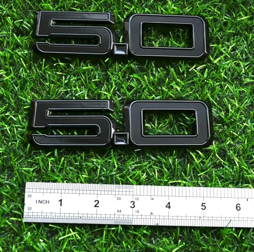 Image of Pair Set 5.0 Emblem Door Side 3D Badge Compatible with 2024-2025 Mustang GT Dark Horse PR3Z-16228-D (5.0-Black)