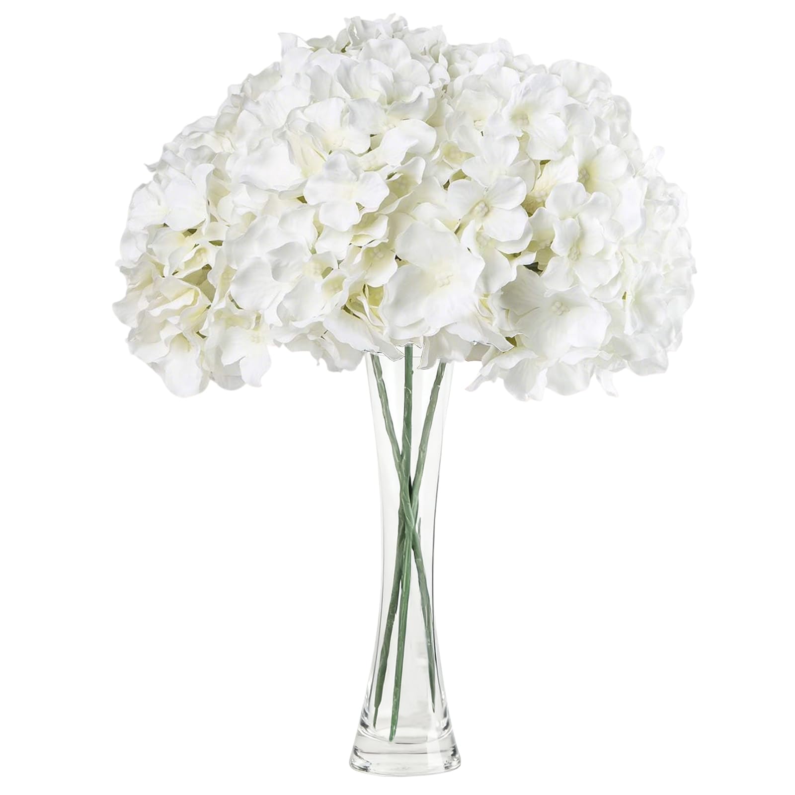 JOZMMZEOOA Hydrangea Artificial Flowers 3 Pieces Artificial Flowers 68 CM/26 Inches Fake Flowers Realistic Touch Faux Hydrangea Flowers, For Weddings,Offices,Cafes,Home Decor,Kitchens (White)