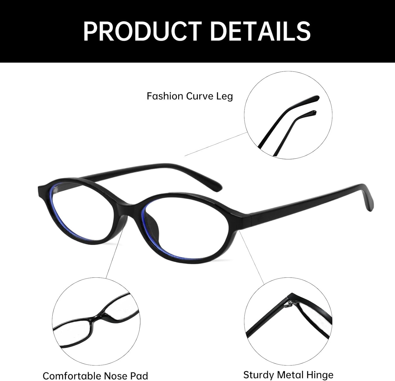 YAMEIZE Blue Light Blocking Glasses Women Men Retro Oval Small Blue Light Glasses Anti Eye Fatigue for Computer Reading - Image 5