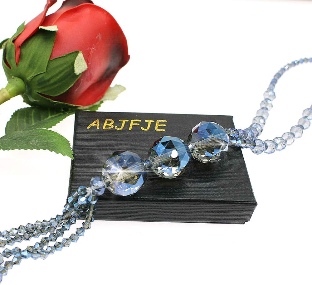 ABJFJE Hand Knotted Beads Endless Long Statement Necklace Glass Beads Ball Long Beaded Tassel Necklace Fashion Jewelry for Women Gift - Image 5