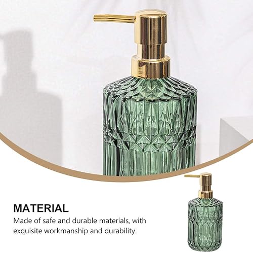 Miniatura 4 de Cabilock Botella con bomba de vidrio de 13.5 onzas, dispensador de jabón de baño, botella de loción recargable, contenedor de líquido para baño,