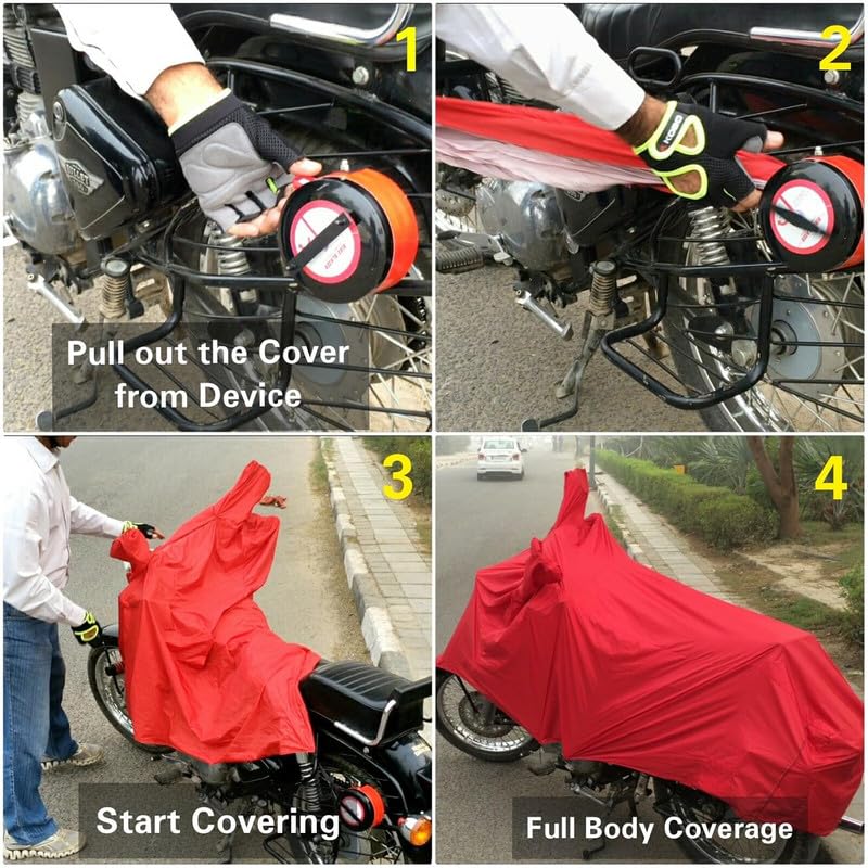 Image of BIKEBLAZER Semi-Automatic Full Body Bike Covers - Heavy Duty Device | Water Resistant | UV Safe | 100% Dust Proof | Anti-Theft & Scratch Proof Covers, Compatible with All Triumph Motorcycles BML