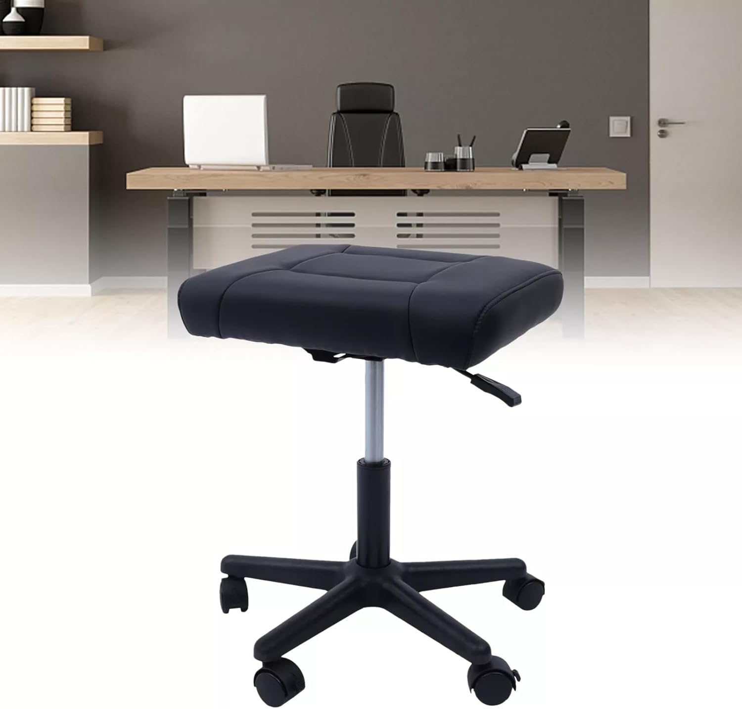 Mobile Footrest with Wheels, Height Adjustable Rolling Leg Rest, Computer Desk Stool with Thick Padding for Home Office Desk Foot Rack
