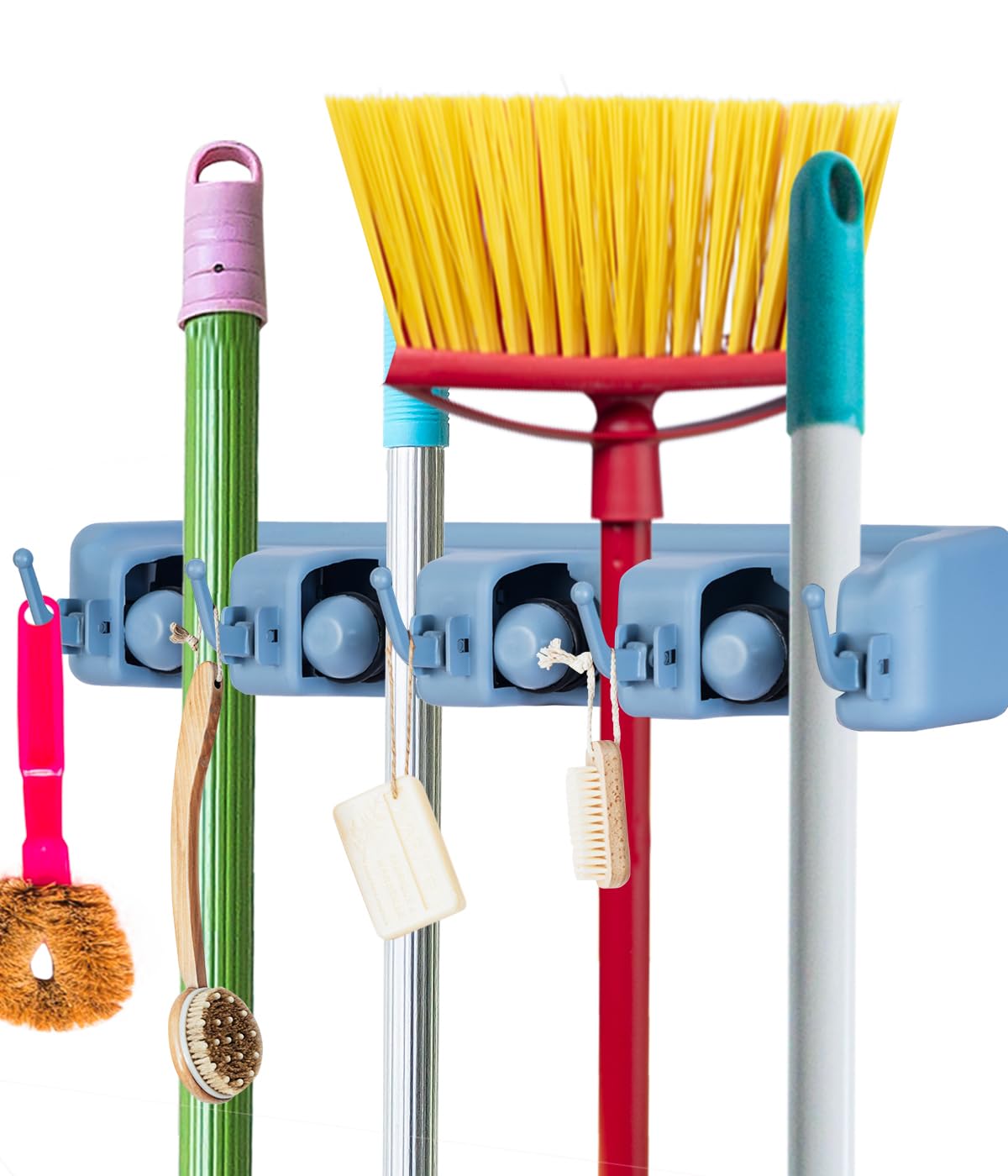 Mk Smart Mop And Broom Holder Wall Mount, Heavy Duty Broom Holder Wall Mounted Or Tool Organizer For Home Garden Garage And Storage (4 Positions With 5 Hooks, Gray, Abs Plastic), Hanging Shelves (B0CP68V1GM) Amazon Price History, Amazon Price Tracker