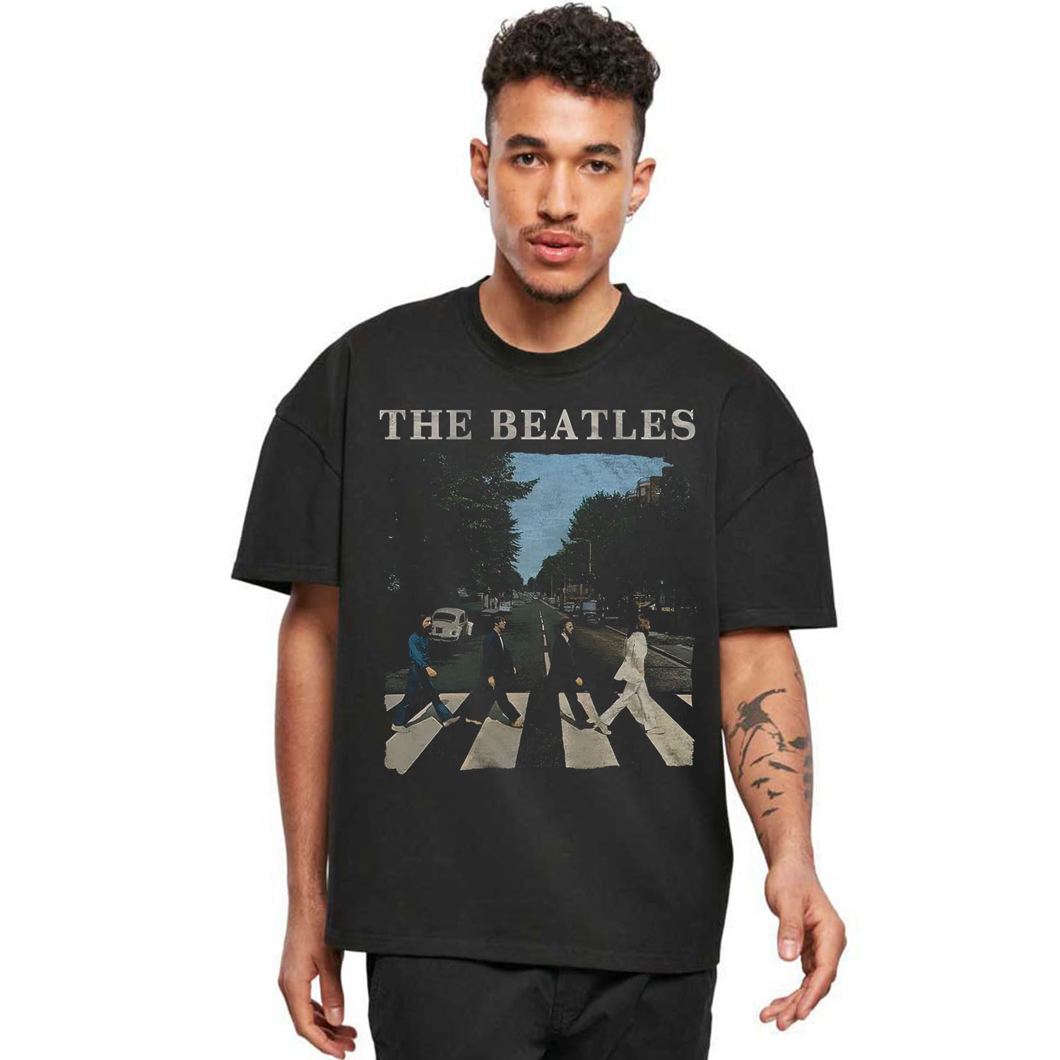 Oversized T-Shirt | The Beatles - Abbey Road | 100% Super Soft Cotton | Round Neck Funny Cute Sarcasm Dark Humor Half Sleeve Unisex