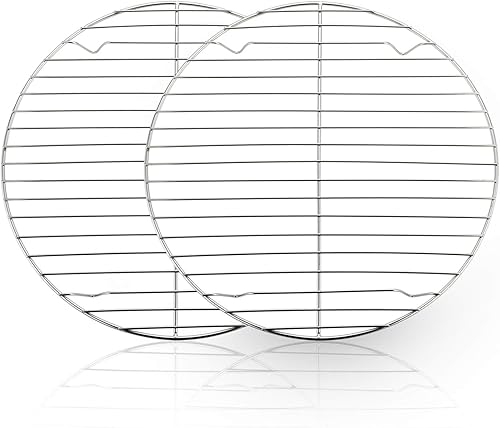 Miniatura 9 de TeamFar Juego de 2 estantes redondos de enfriamiento de 7½ pulgadas para hornear al vapor, acero inoxidable, saludable y apto para lavavajillas