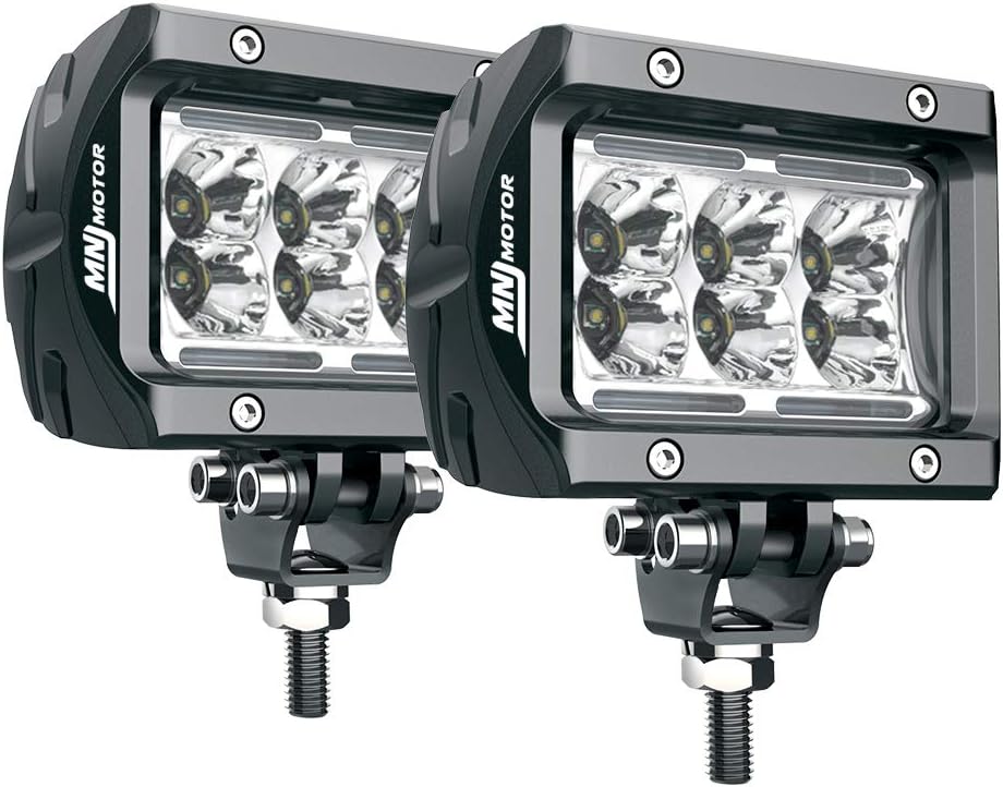 4" LED Pods 18W Flood LED Light Bar - MNJ MOTOR 1800lm Driving Light Off Road Lights Compatible with SUV ATV UTV Trucks Pickup Lamp (Pack of 2)
