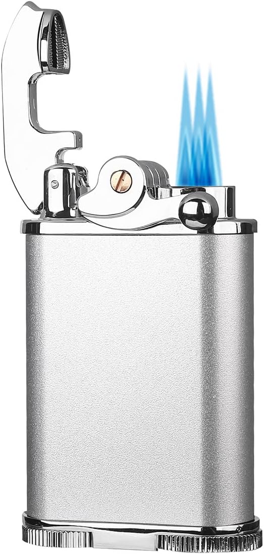Visol Retro Butane Torch Lighter Triple Flame Refillable Gas Lighter, Built-in Cutter, Detachable Poker and Windproof Adjustable Flame Lighter (Ships Without Butane)